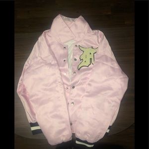 FEAR OF GOD Satin Baseball Coach Jacket Blush